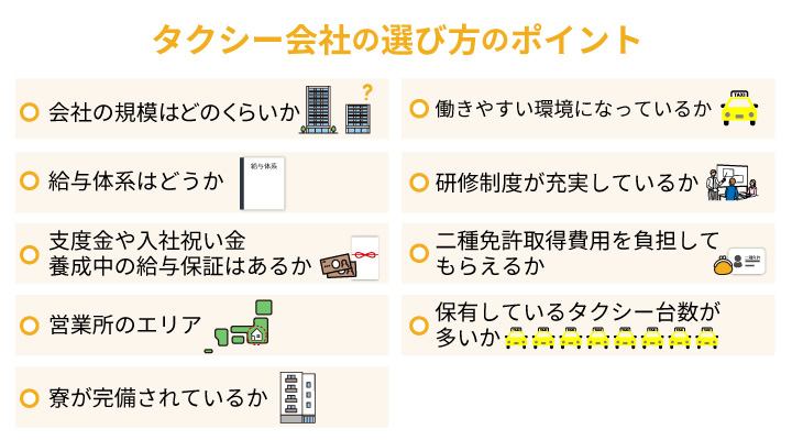 タクシー会社の選び方